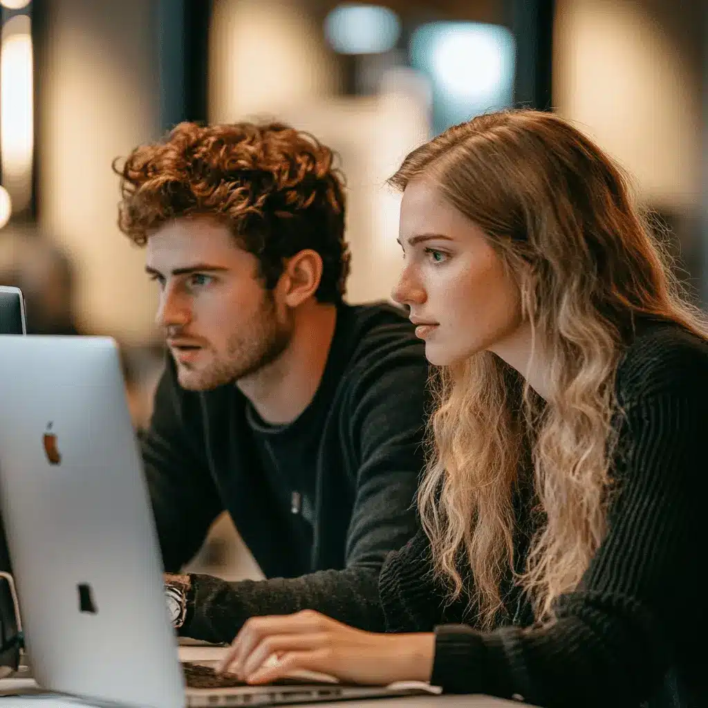 Zespół creationX podczas wspólnej pracy nad projektami - symbolizuje nasze indywidualne podejście do każdego klienta i transparentną współpracę na każdym etapie realizacji projektu