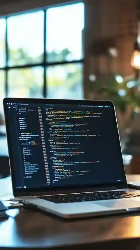 Kod programistyczny na laptopie - zaawansowane technologie creationX