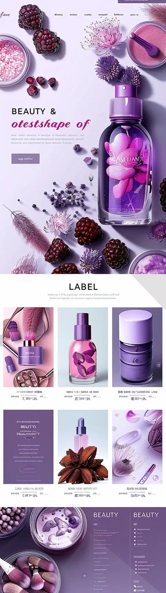 Mockup eleganckiej platformy beauty & cosmetics Beauty & Otetshape z artystycznym designem, luksusowymi kosmetykami i berry tones