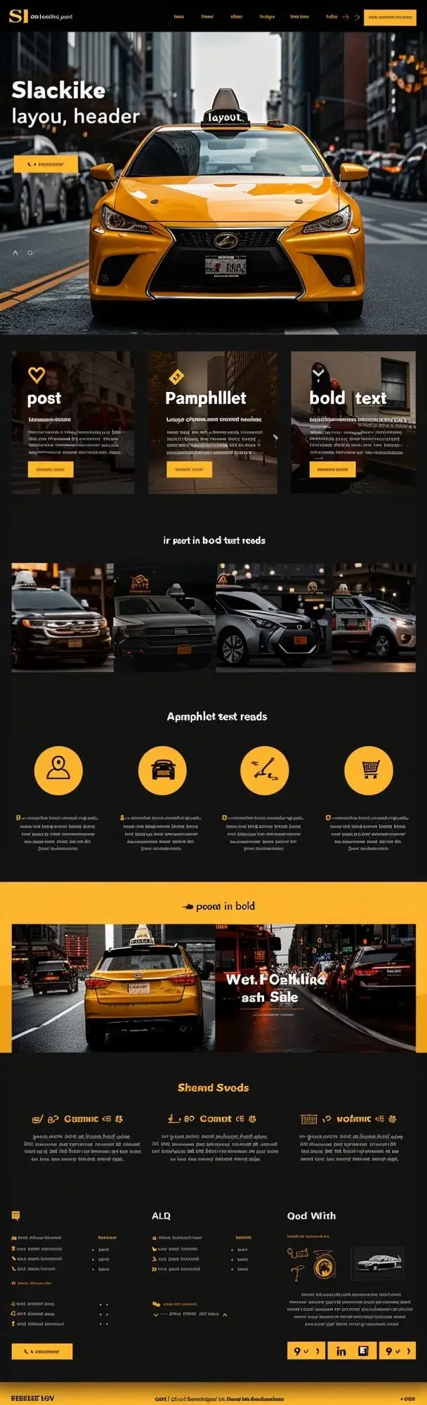 Mockup stylowej strony premier transport services Premier Transport Services z premium designem, pomarańczowym autem i urban prezentacją