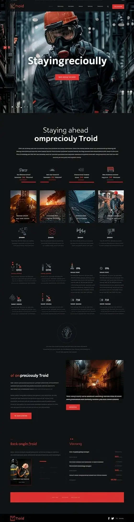 Mockup profesjonalnej strony internetowej dla usług budowlanych z industrialnym designem i naciskiem na bezpieczeństwo