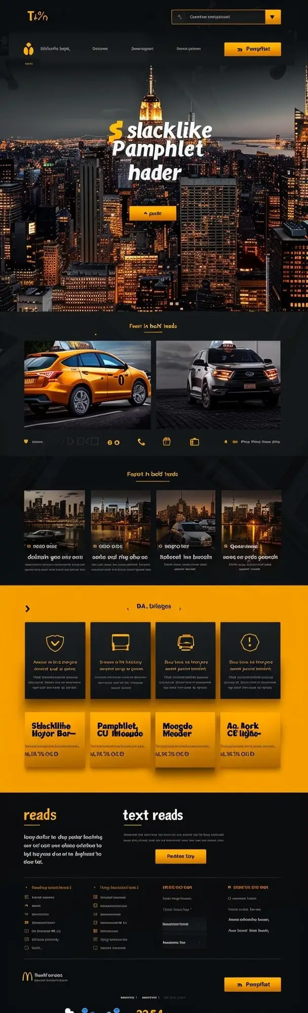 Mockup profesjonalnej strony usług logistycznych Transport Services z nocnym widokiem na miasto, eleganckim designem i miejskim charakterem