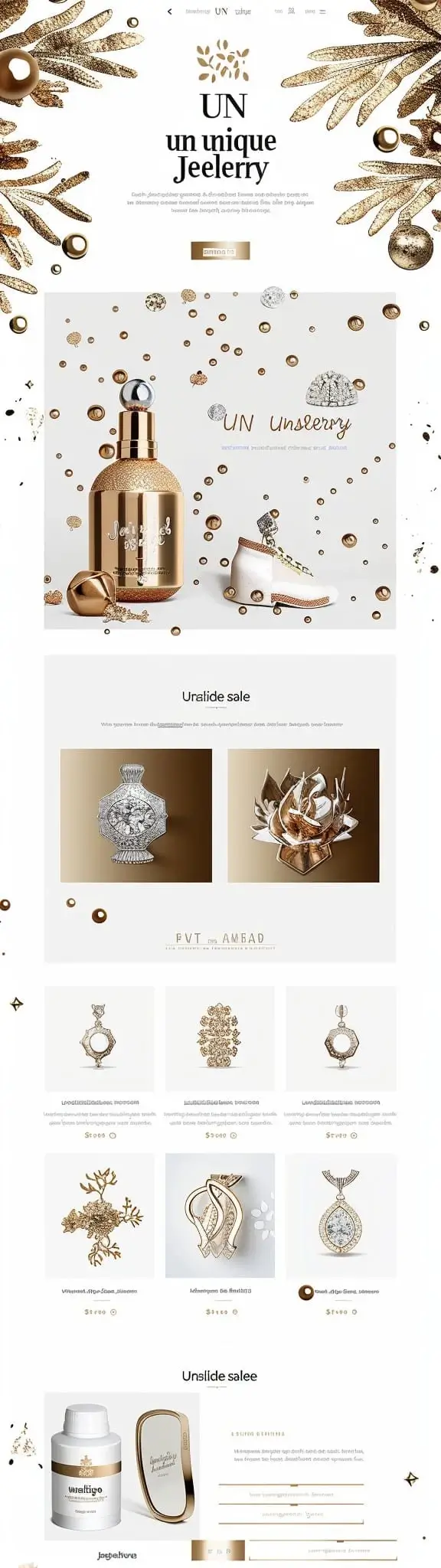 Mockup artystycznego sklepu internetowego z unikalną biżuterią w organicznym designie z naturalnymi kolorami