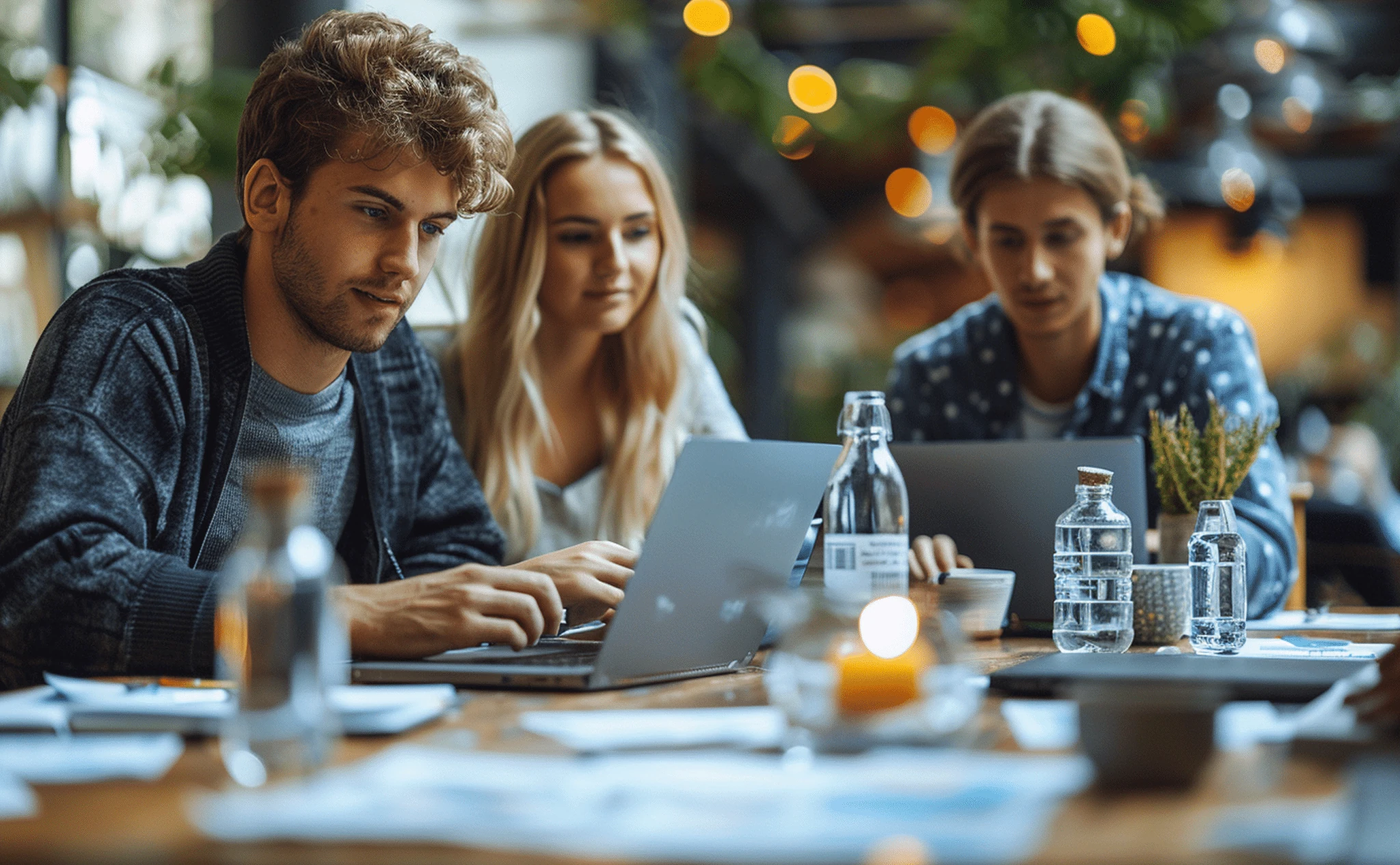 Wykwalifikowany projektant stron internetowych z zespołu creationX pracujący na laptopie nad projektami