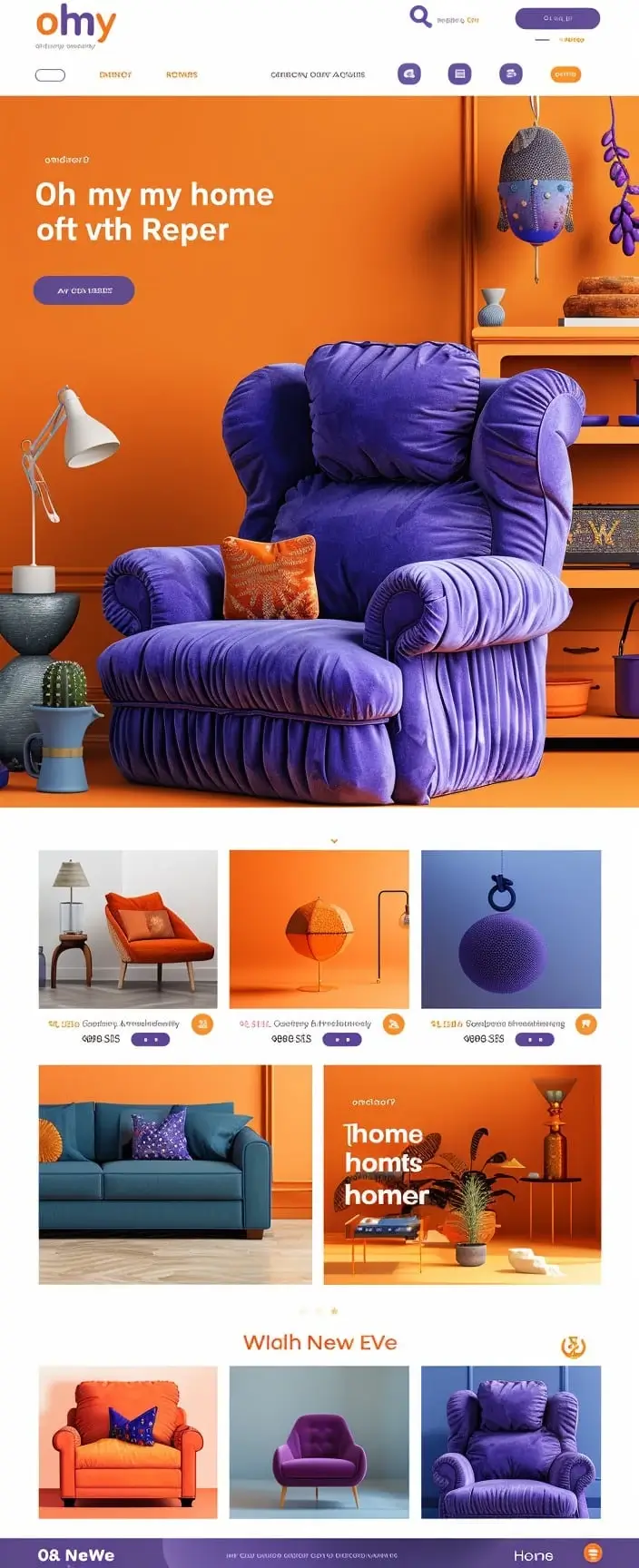 Mockup strony internetowej Oh my home - projekt sklepu online stworzony przez creationX