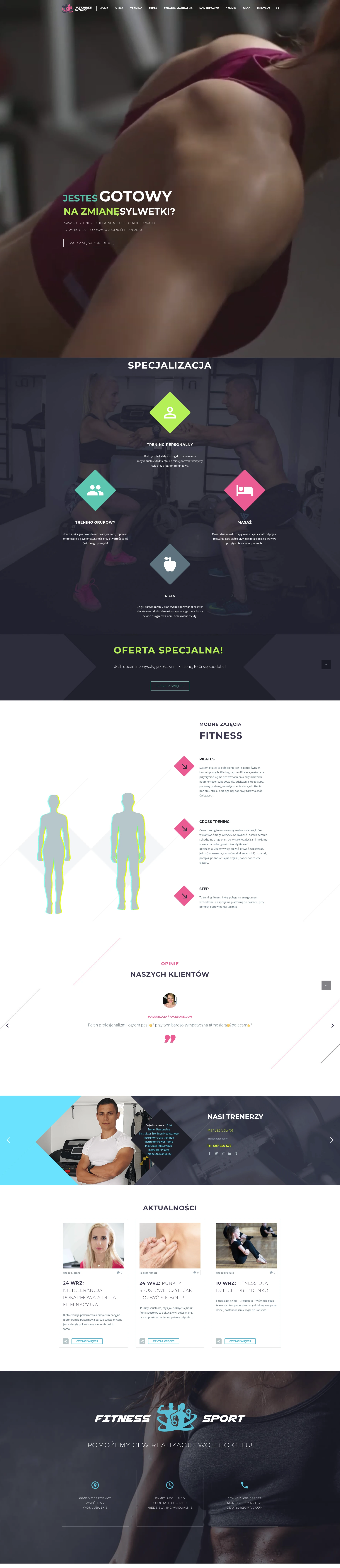 Screenshot strony internetowej Fitness-Sport Joanna Odwrot w Drezdenku - motywująca strona siłowni z pytaniem o gotowość na zmianę sylwetki